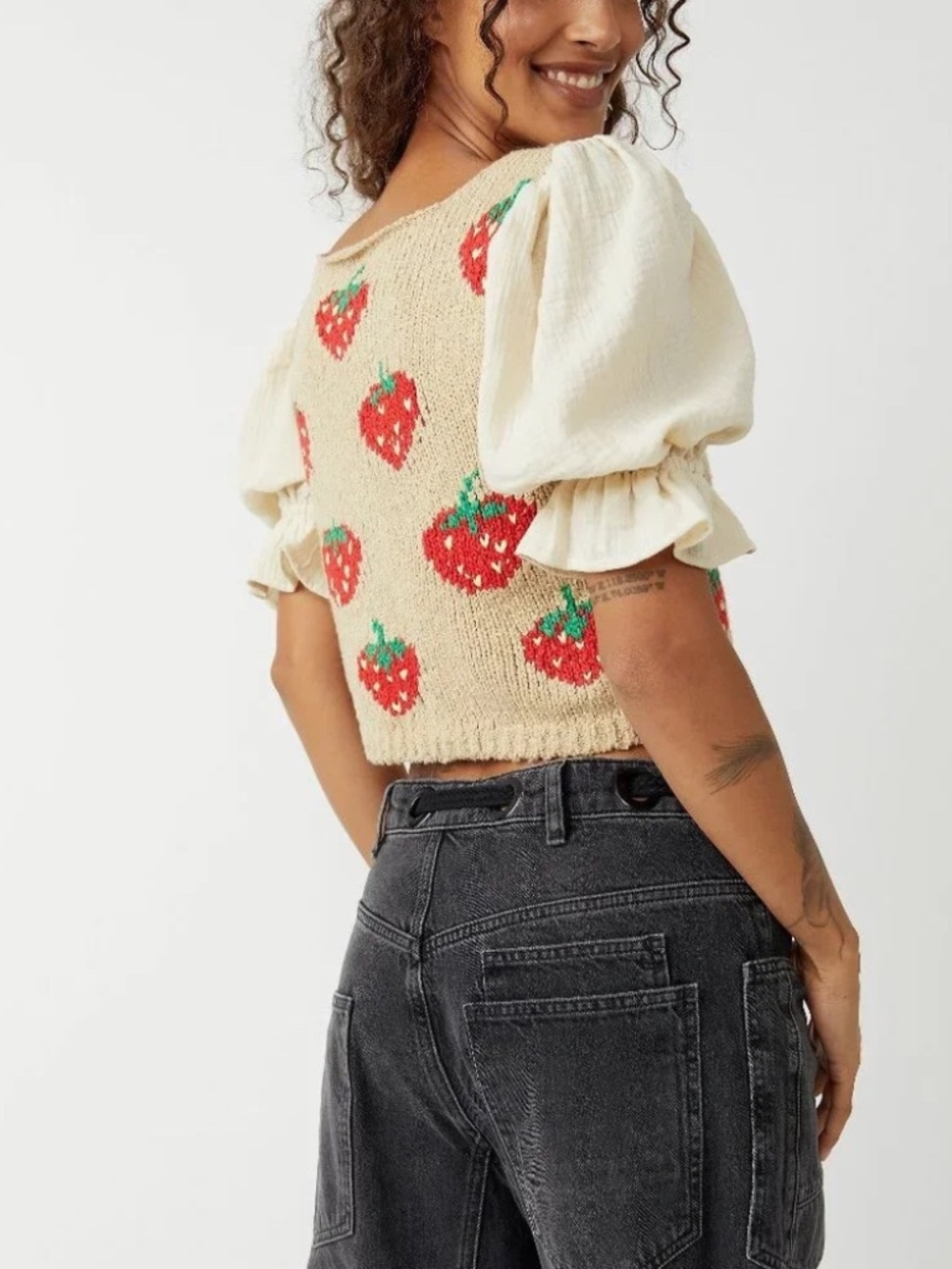 NWT Free People Strawberry Jam Mixed-Media Crop Top Size S - Picture 13 of 13